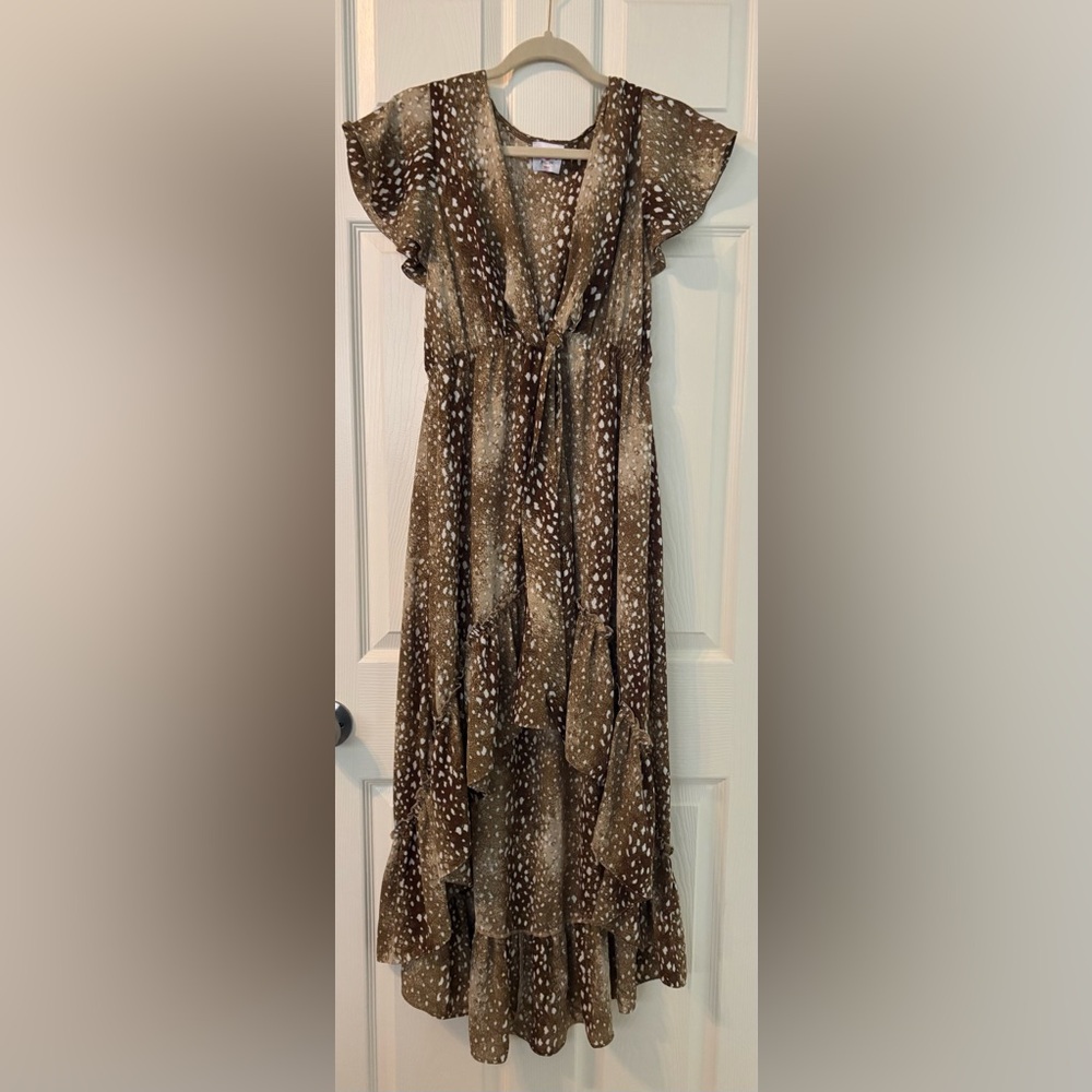 Buddy Love dress. High/low. Size Medium. Animal print.
